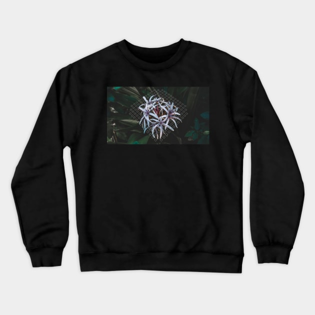 Giant White Spider Lily Geometric Crewneck Sweatshirt by Robtography